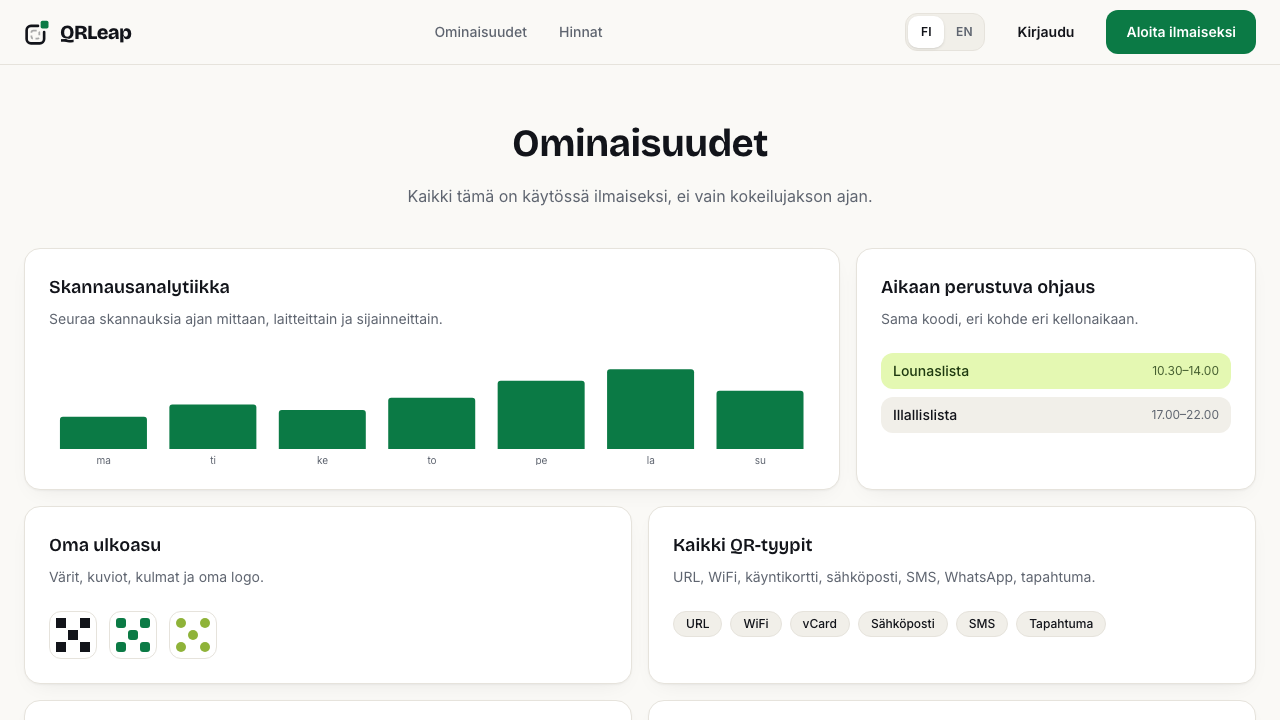 QRLeap renewed – free editable QR codes for Finnish businesses